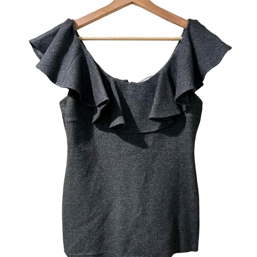 AMANDA UPRICHARD Women Top Blouse Short Sleeve Gray Size Medium A008500